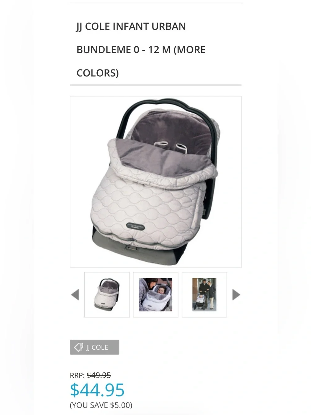 JJ Cole Infant Car Seat Cover/blanket - Light Gray and Charcoal